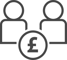 Two people with money between them