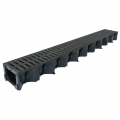ACO HexDrain A15 Drain Channel With Black Plastic Grating 1m