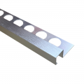Product PREMTOOL Contract Metal Square Edge Brushed Silver Aluminium Tile Trim 2.5m