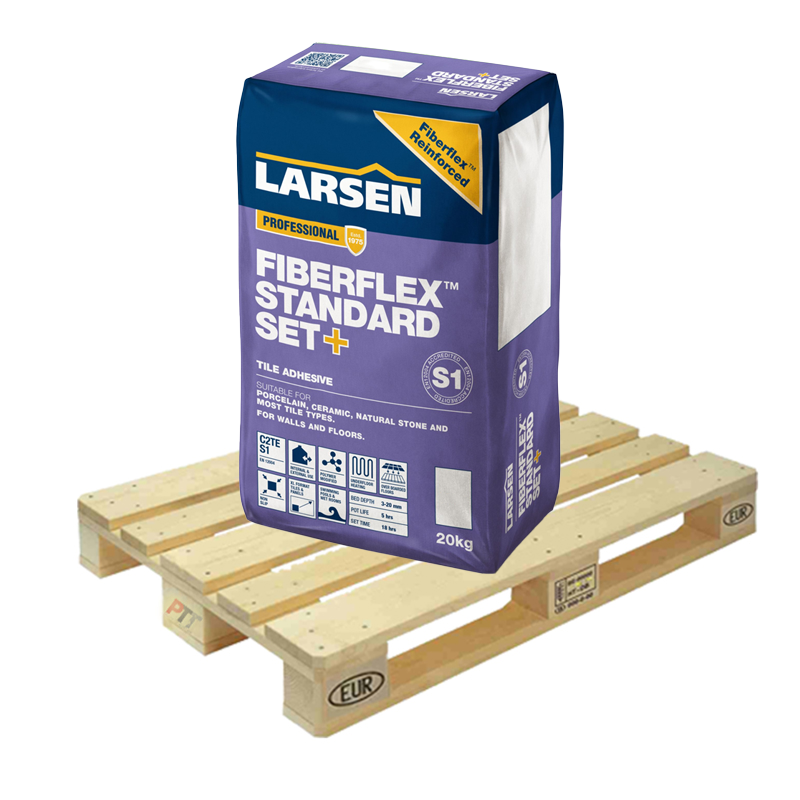 Larsen Professional Fibreflex Standard Set+ C2 S1 Tile Adhesive Grey 20kg Half Pallet (24 Bags Tail Lift)