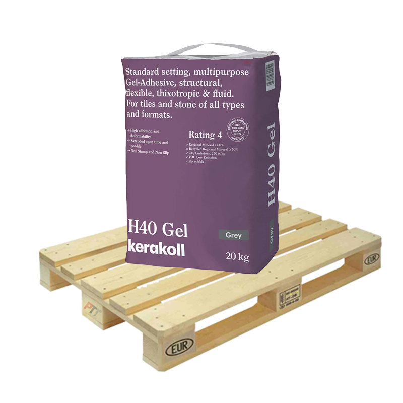 Kerakoll H40 Gel Adhesive Standard Set S1 20kg Grey Half Pallet (24 Bags Tail Lift)