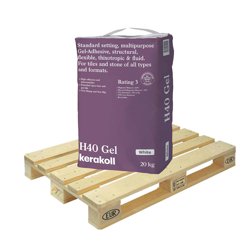 Kerakoll H40 Gel Adhesive Standard Set S1 20kg White Half Pallet (24 Bags Tail Lift)
