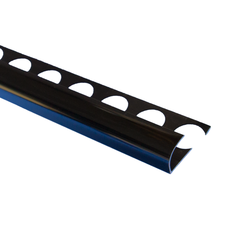 PREMTOOL Contract Metal Round Edge Polished Black Aluminium Tile Trim 2.5m