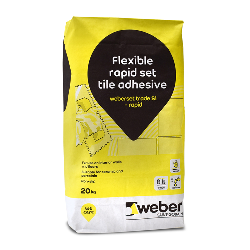 Weber Weberset Trade S1 Rapid Set Flexible Adhesive White 20kg